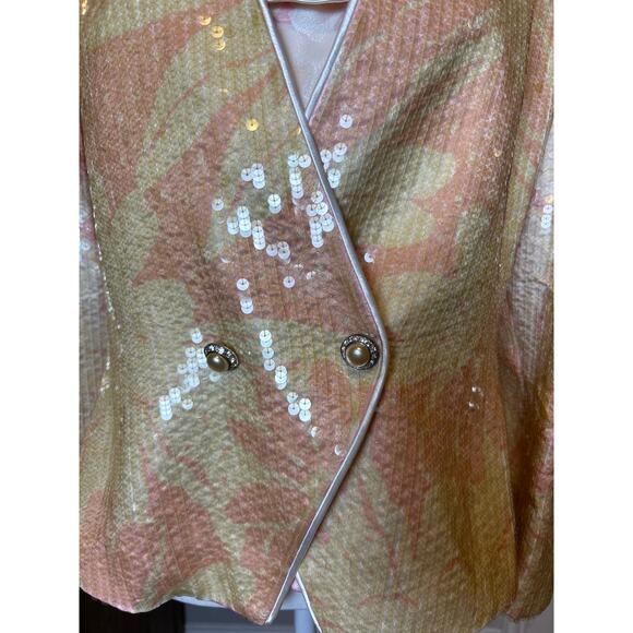 Lillie Rubin | Vintage Yellow/Pink Sequins Blazer & Cami (2 pcs) | 12 - Picture 5 of 17